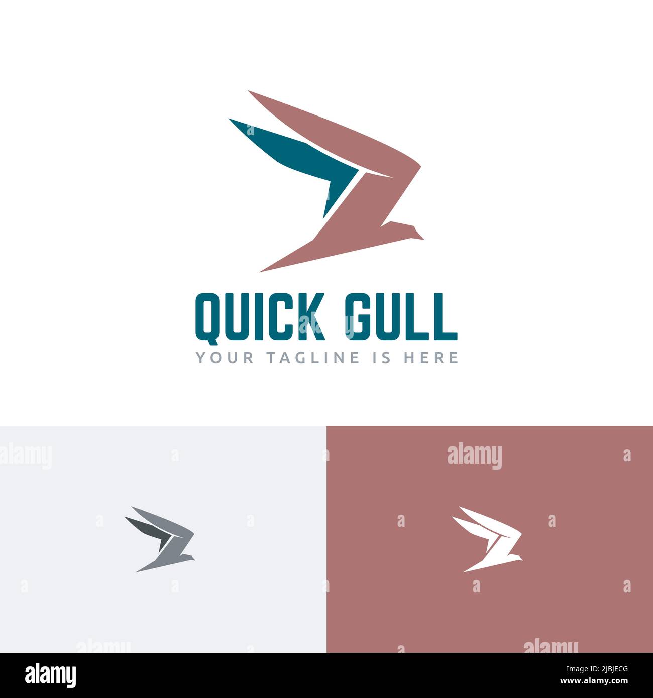 Fast Quick Seagull Bird Fly Transportation Delivery Travel Logo Stock Vector