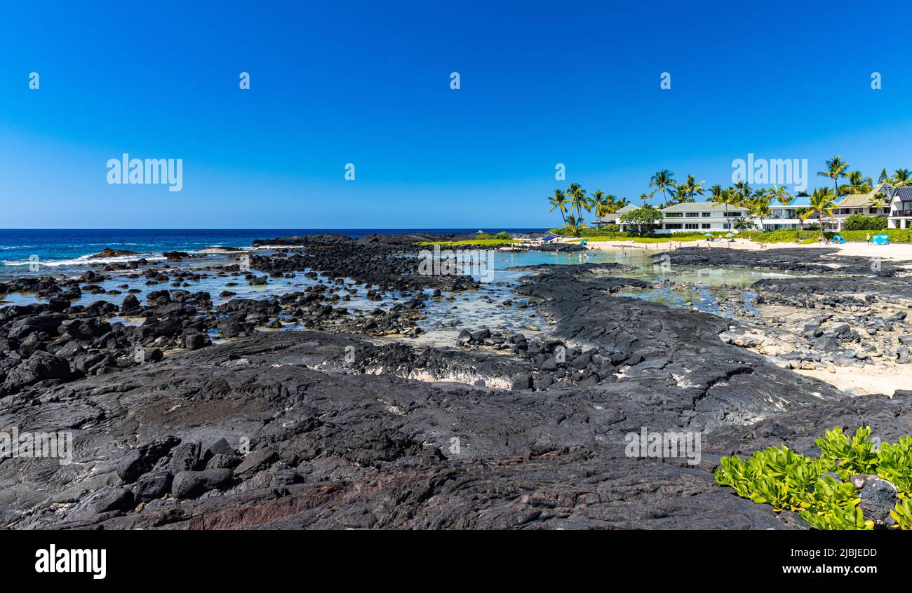 The Keiki Beach Queens Bath, Kailua-Kona, Hawaii Island, Hawaii, USA Stock Photo