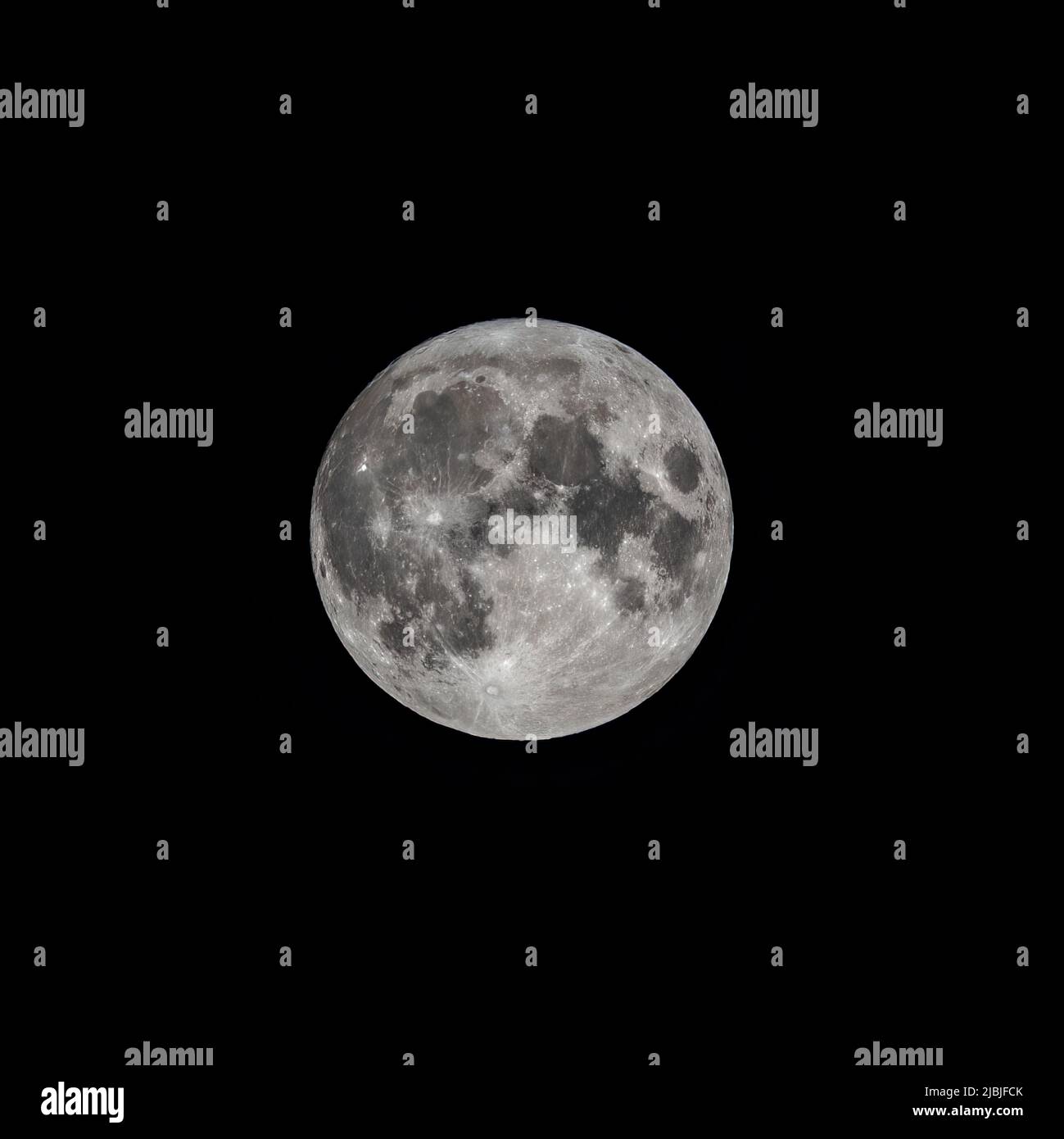 Detailed image of the full moon. Full moon against the black night sky ...