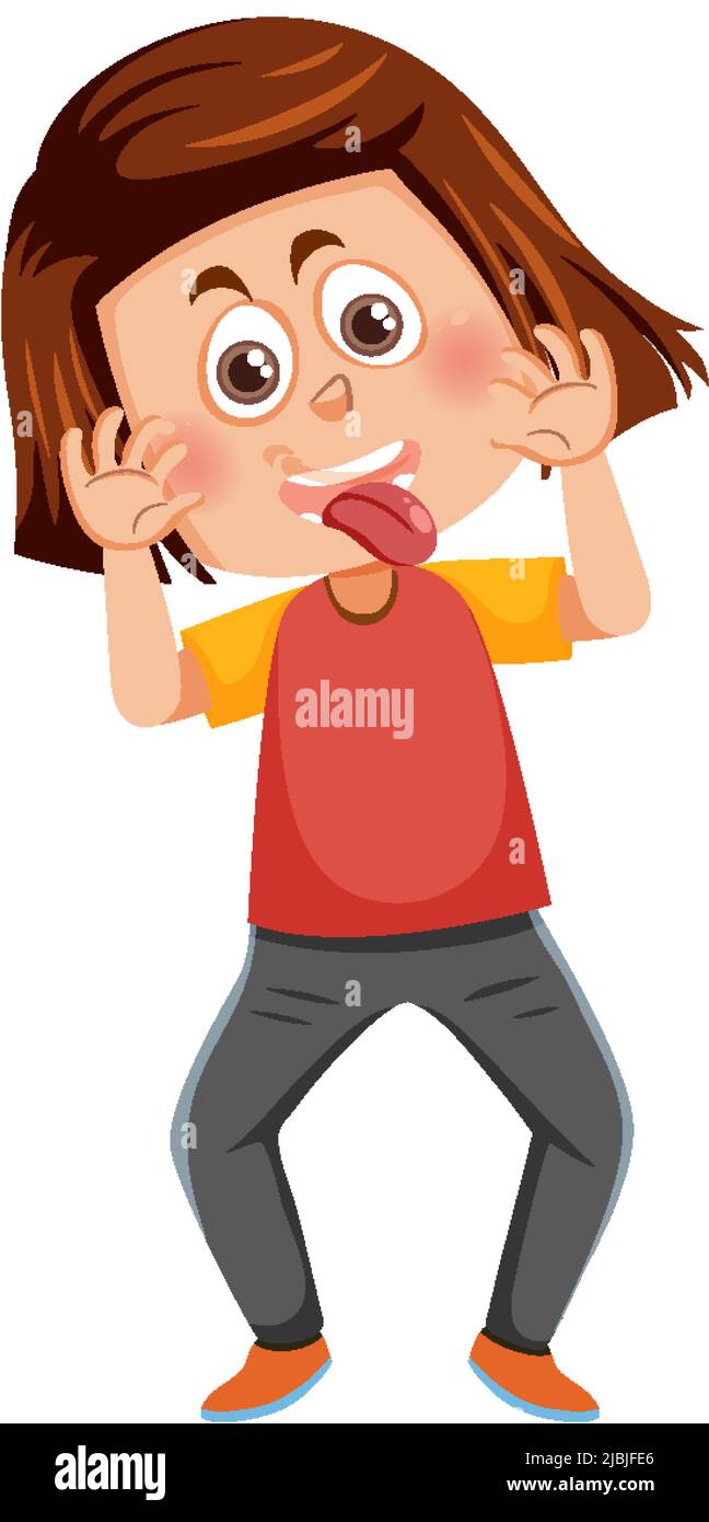 Naughty playful girl cartoon character illustration Stock Vector Image