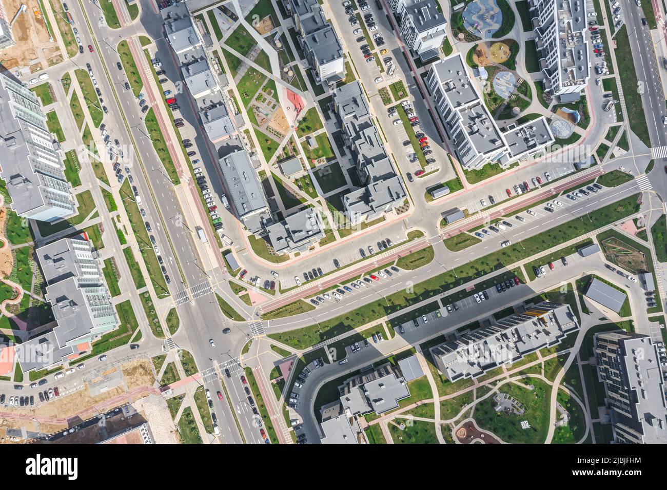 aerial view of apartment buildings complex. modern urban infrastructure. Stock Photo
