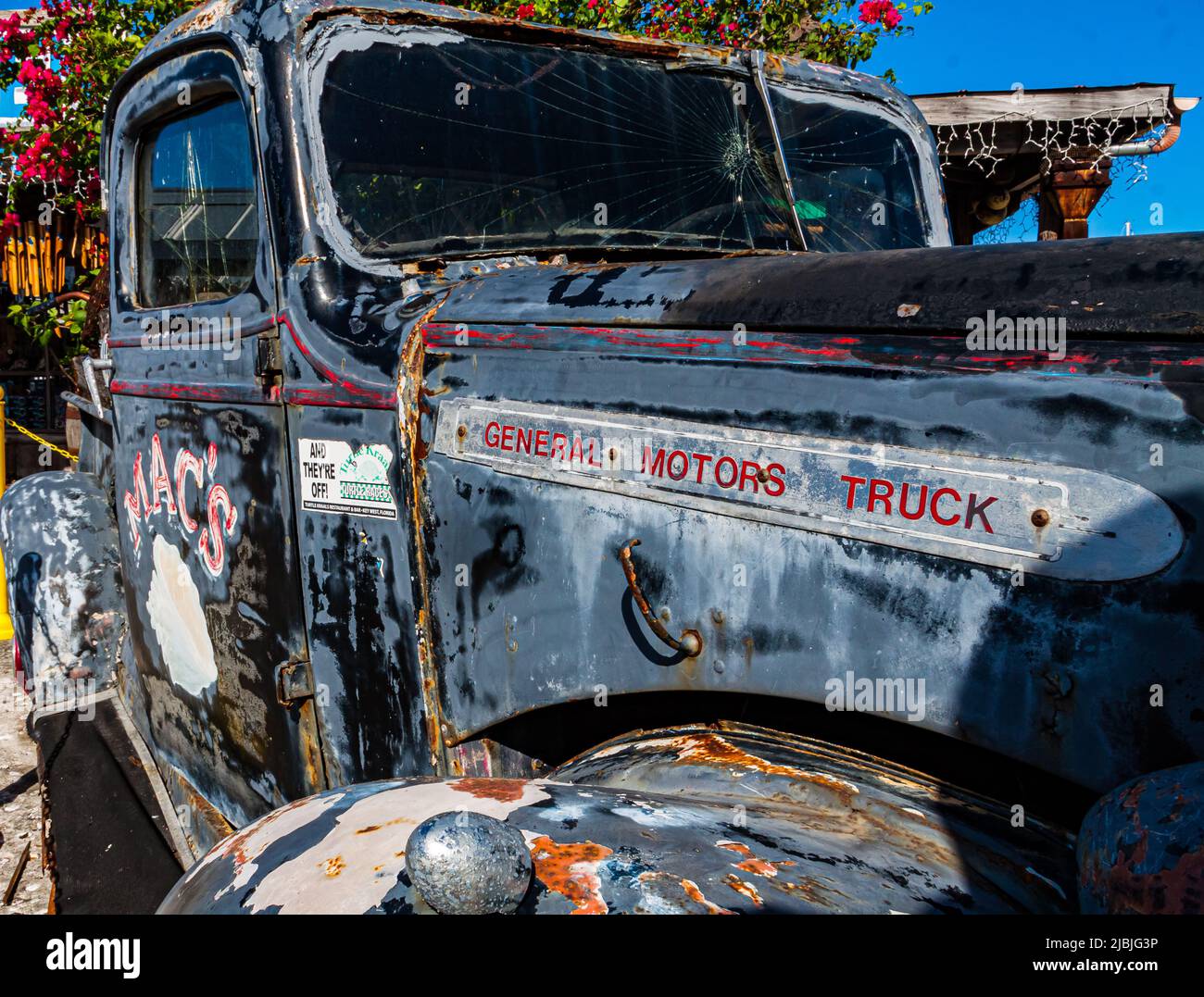 Old Pickup Truck  Near the Historic Seaport, Key West, Florida, USA Stock Photo