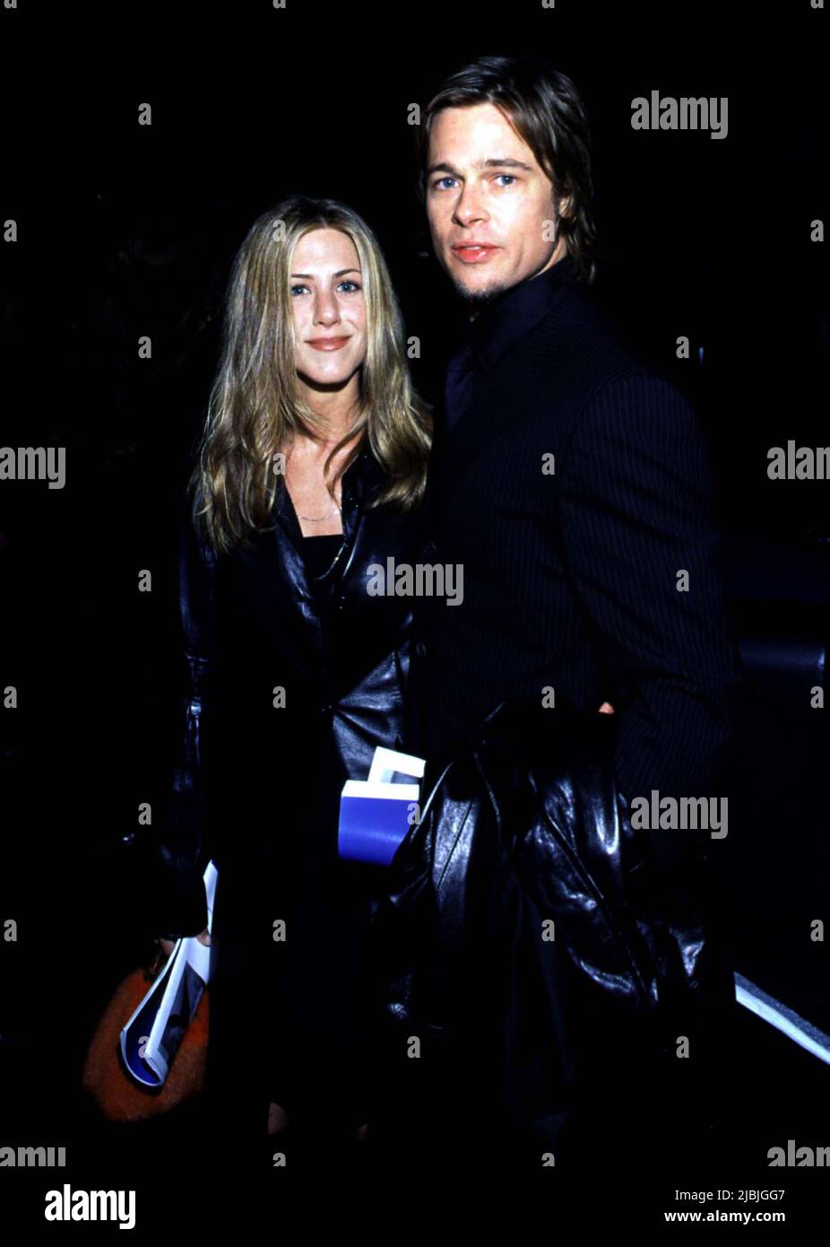 Brad Pitt & Jennifer Aniston Departing The Golden Globes in 2000 Credit: Ron Wolfson  / MediaPunch Stock Photo