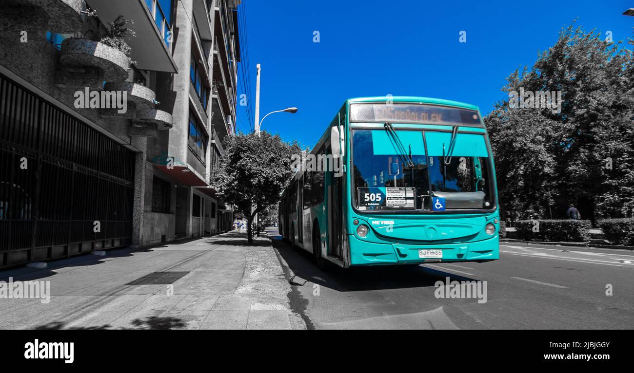 Transantiago bus in Santiago, Chile Stock Photo - Alamy