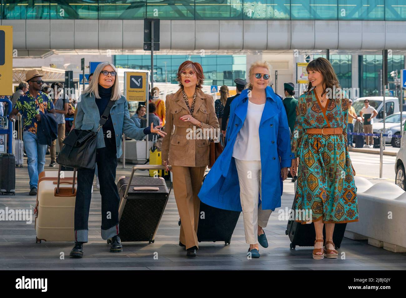 RELEASE DATE: 2022. TITLE: Book Club 2: The Next Chapter. STUDIO: Focus Features. DIRECTOR: Bill Holderman. PLOT: Follows the new journey of four best friends as they take their book club to Italy for the fun girls trip they never had.. STARRING: (l-r) DIANE KEATON as Diane, JANE FONDA as Vivian, CANDICE BERGEN as Sharon, MARY STEENBURGEN as Carol. (Credit Image: © Focus Features/Entertainment Pictures) Stock Photo