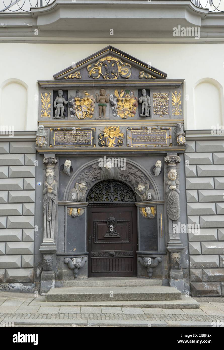 Historical, town hall door in Gera, Thuringia, Germany Stock Photo