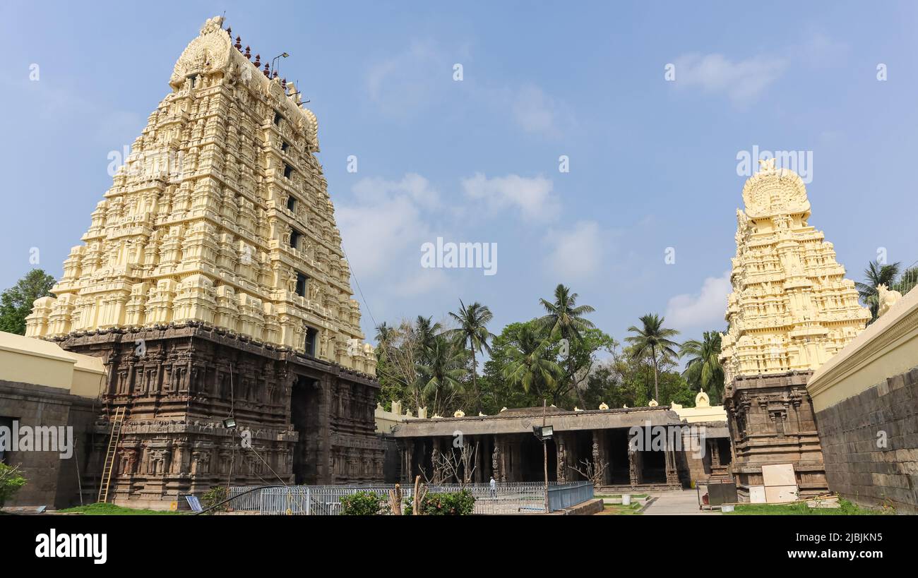 Shri Jalakandeshwara Temple Gopurams, Vellore Fort, Tamilnadu, India. Stock Photo