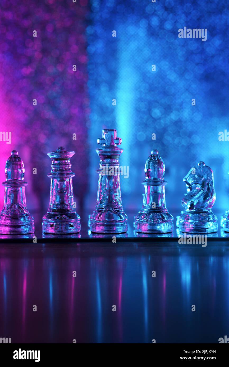 Purple Hand Painted Translucent Coloured Stained Glass Chess Pieces Large 