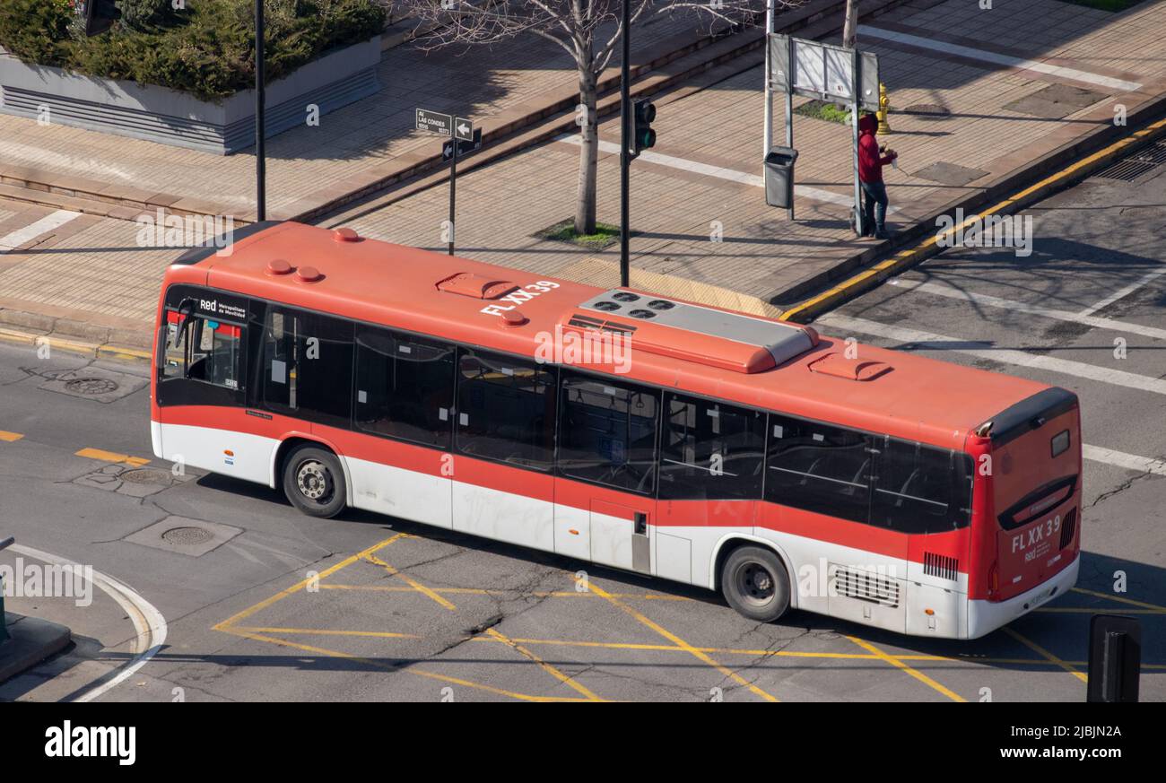 Transit bus in Las Condes, operated by Metbus in Santiago, Chile Stock ...