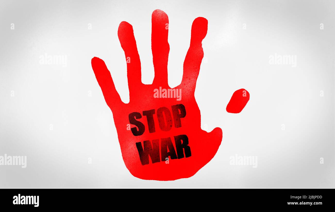 animated grunge hand icon with stop war lettering Stock Photo - Alamy