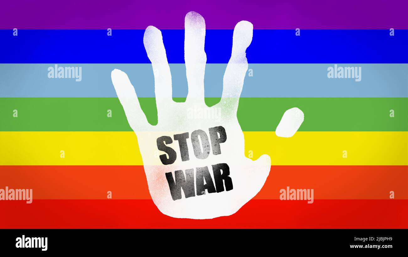 animated grunge hand icon with stop war lettering Stock Photo - Alamy