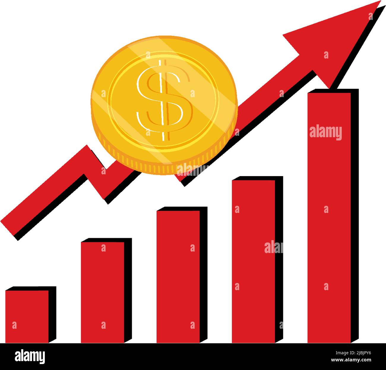 Red arrow going up with bar chart illustration Stock Vector Image & Art