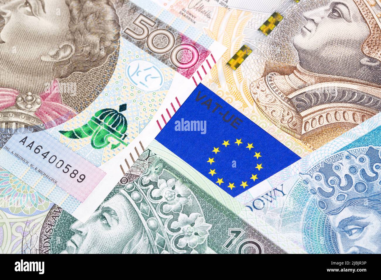 EU Vat tax documents with Polish money Zloty Stock Photo Alamy