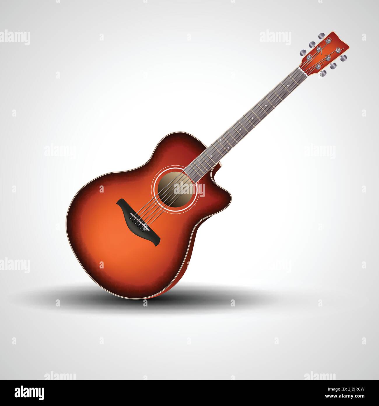wooden old guitar . vector illustration Stock Vector
