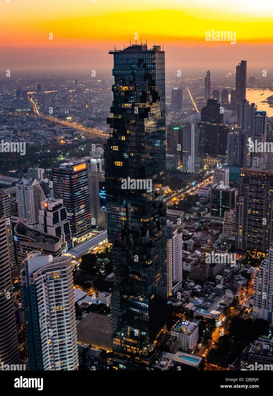 Aerial View Of King Power Mahanakhon Tower In Sathorn Silom Central Aerial View Of King Power Mahanakhon Tower In Sathorn Silom Central