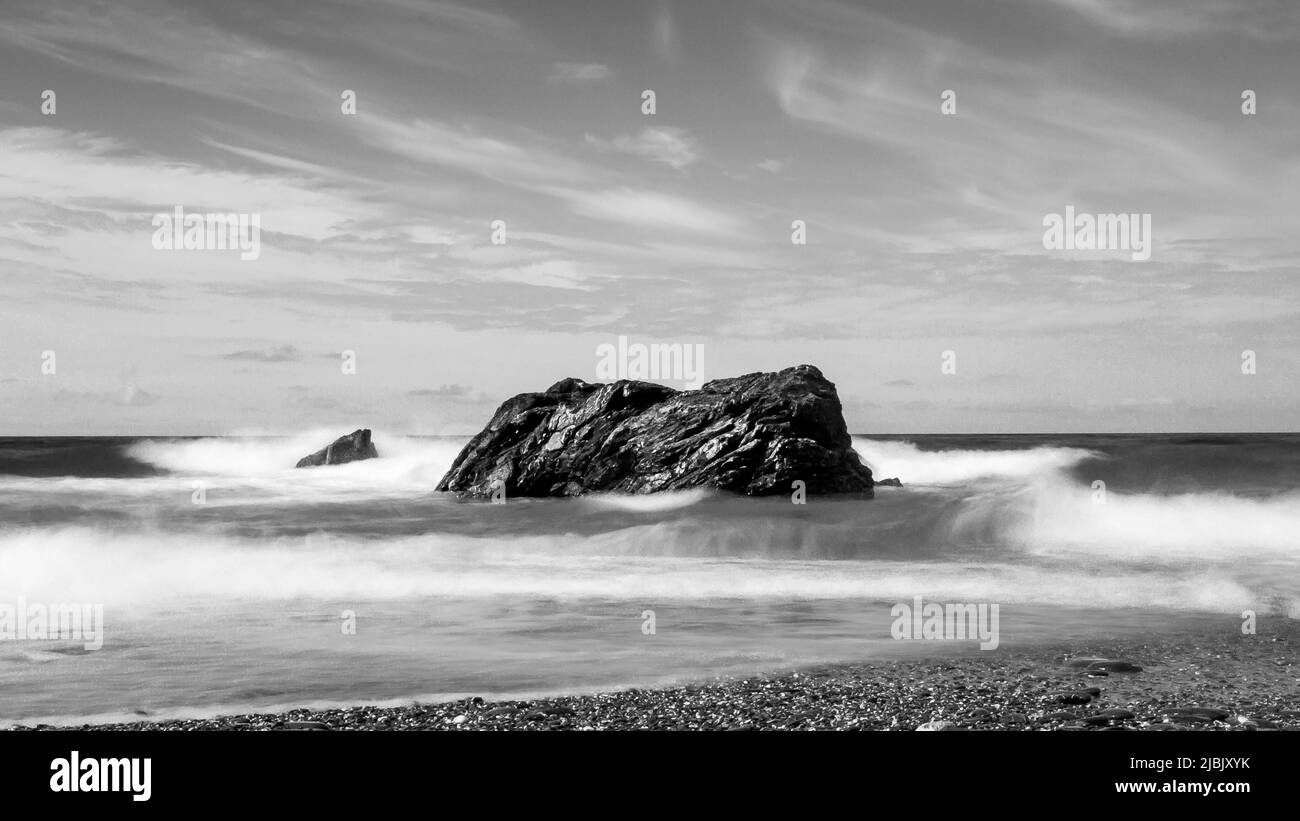 Rock and roller coast Black and White Stock Photos & Images - Alamy