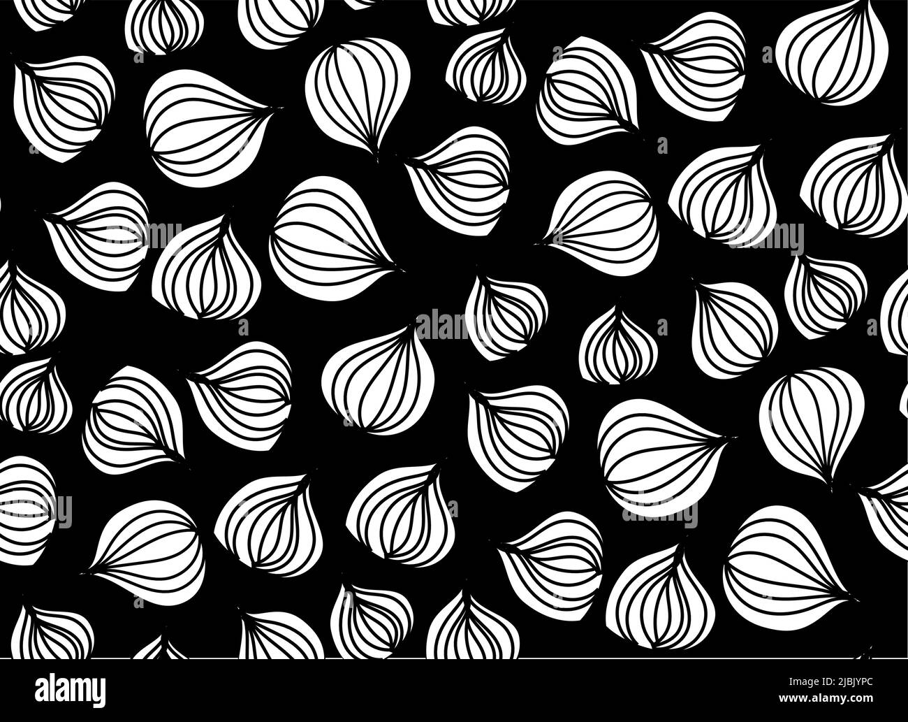 Floral vector seamless pattern with hand drawn black flowers on colorful leaves - Moire outline illustration Stock Vector