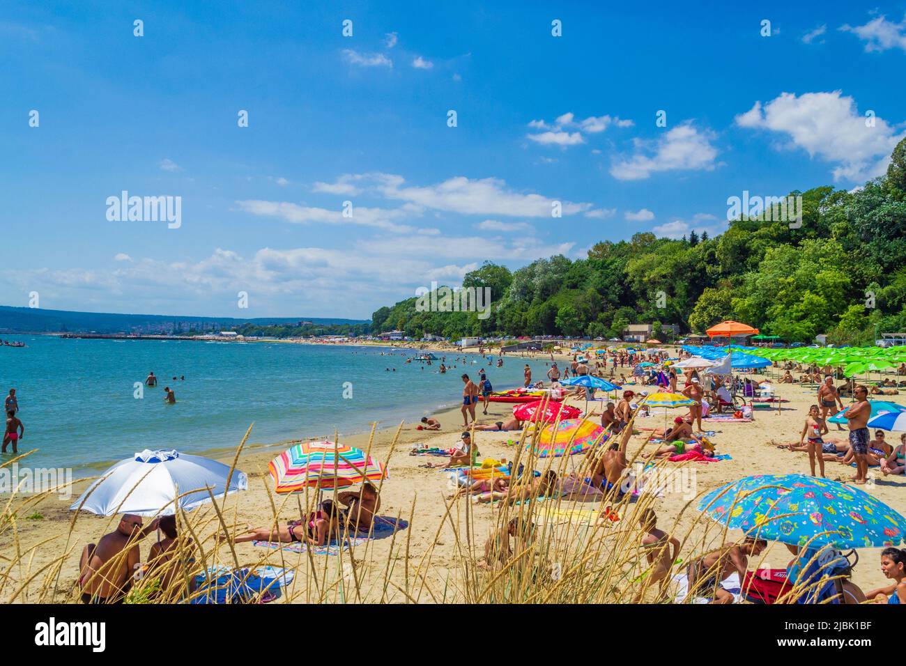 Crowded Varna beach at summertime,Black Sea coast,Bulgaria Stock Photo ...