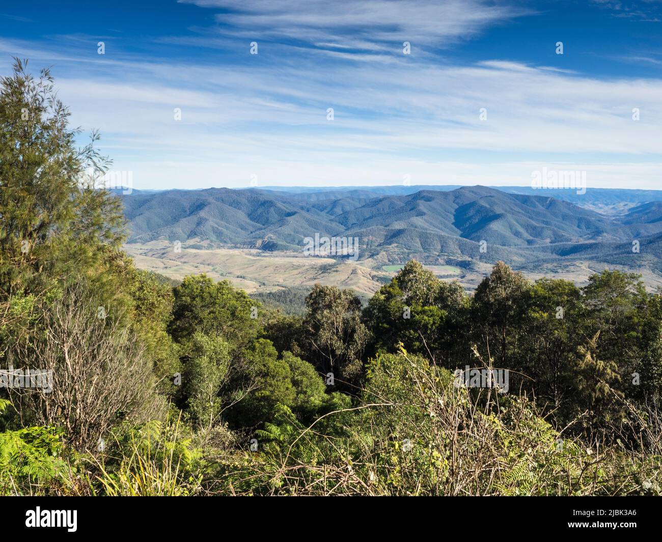 Giro Valley and Woko National Park from Carsons Pioneer Lookout onThunderbolts Way, Mares Run, New South Wales Stock Photo