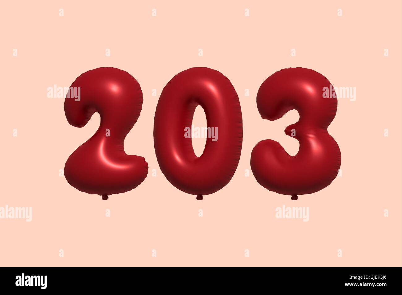 203 3d number balloon made of realistic metallic air balloon 3d rendering. 3D Red helium balloons for sale decoration Party Birthday, Celebrate anniversary, Wedding Holiday. Vector illustration Stock Vector