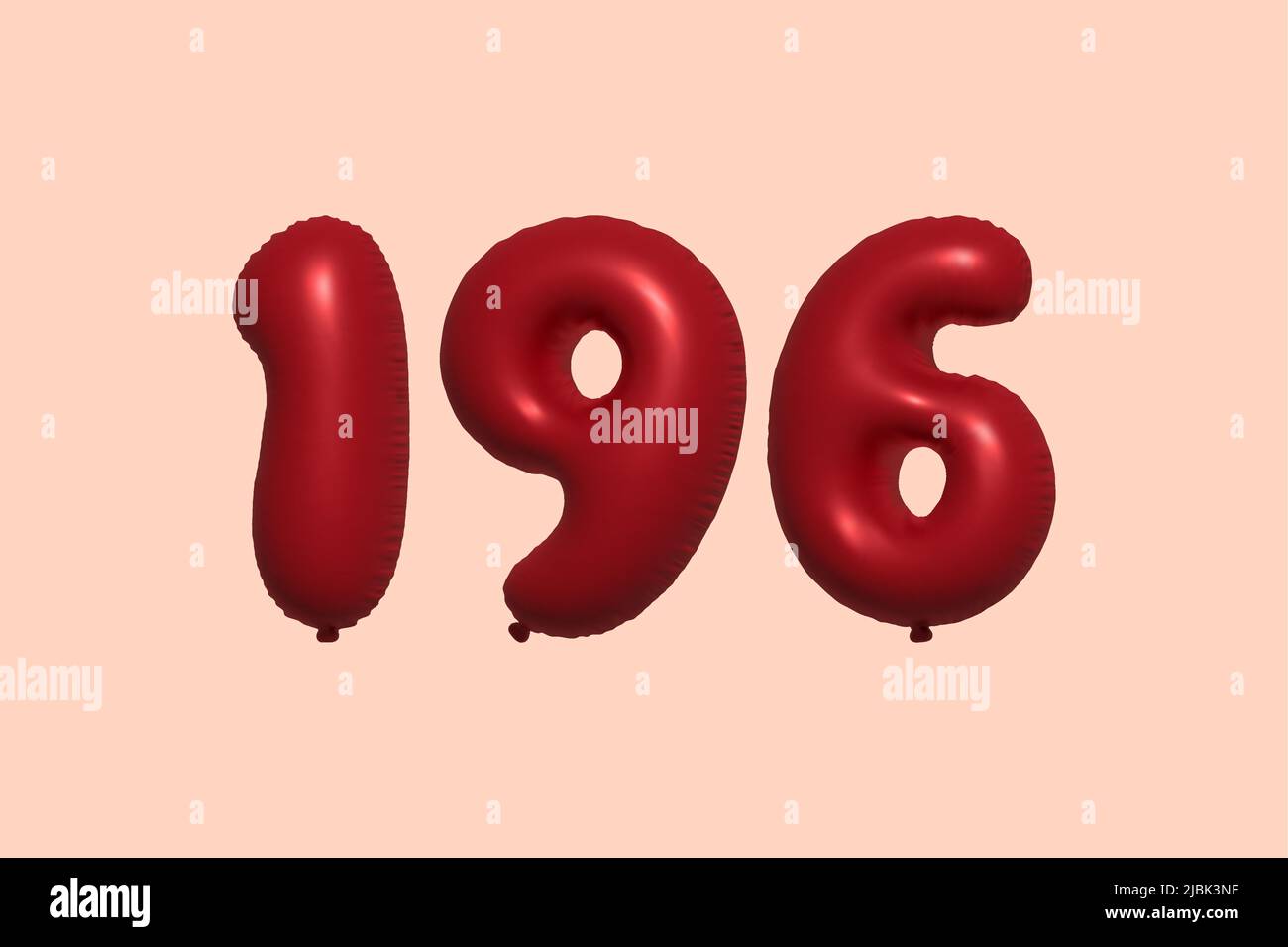195 3d number balloon made of realistic metallic air balloon 3d rendering. 3D Red helium balloons for sale decoration Party Birthday, Celebrate anniversary, Wedding Holiday. Vector illustration Stock Vector