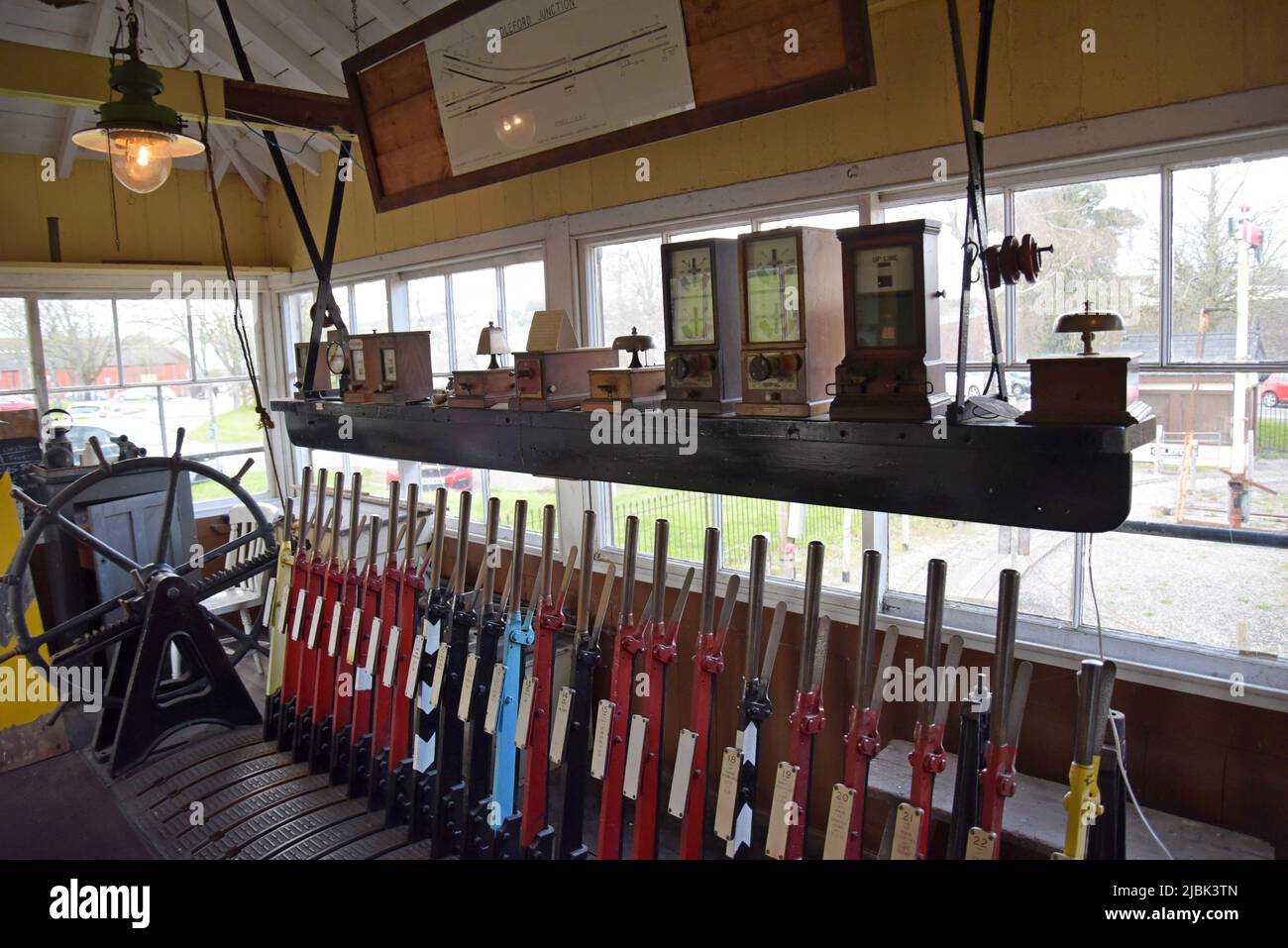 The Great Western Railway signal box preserved at Coleford Railway Museum, Coleford, Glos. Stock Photo