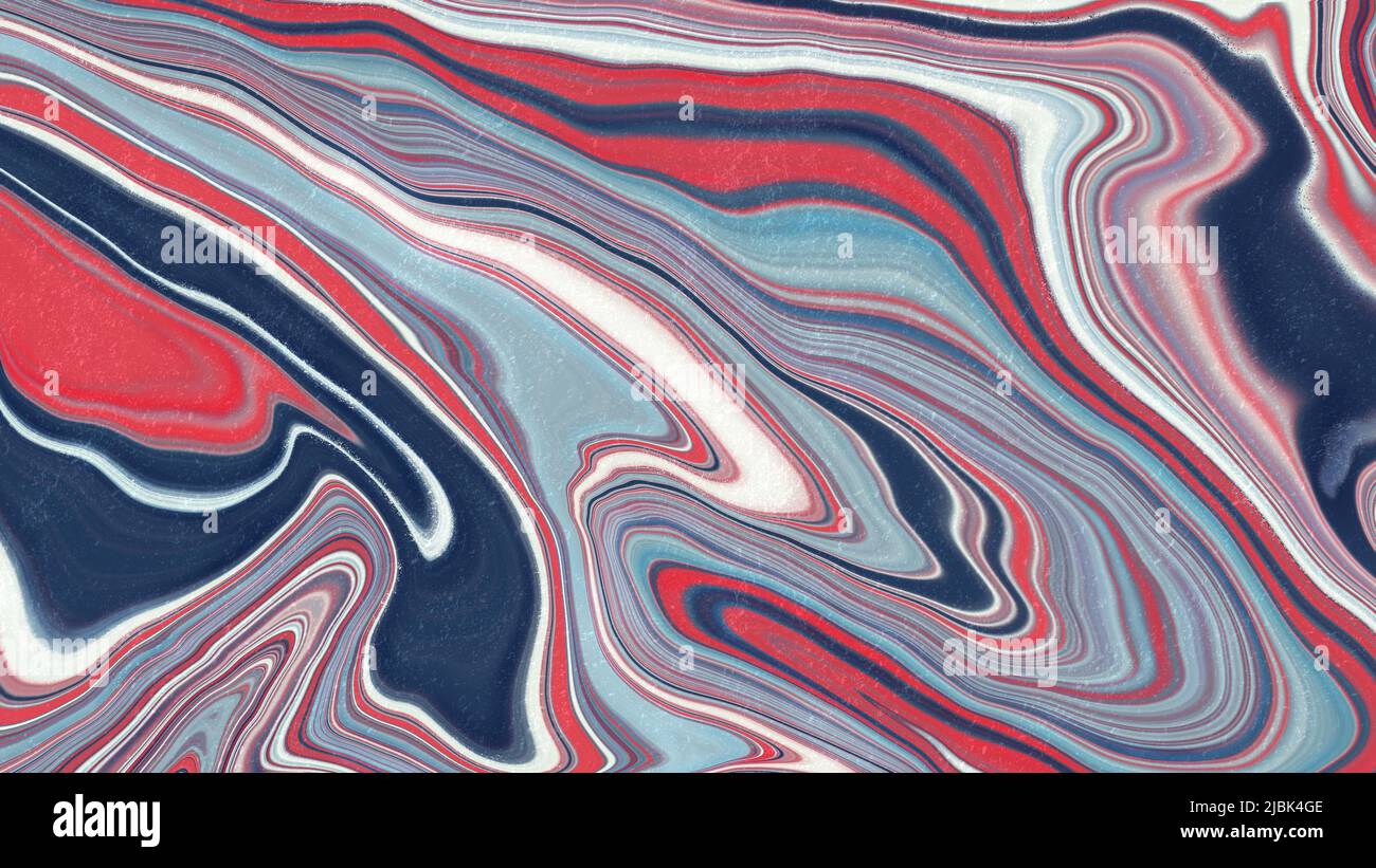 Digital fluid art in red, white and blue acrylic. Abstract creative trend background. Dynamic lines, fluid movements, burst of emotions, passion, free Stock Photo