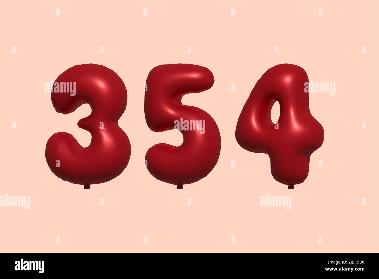 354 3d number balloon made of realistic metallic air balloon 3d rendering. 3D Red helium balloons for sale decoration Party Birthday, Celebrate anniversary, Wedding Holiday. Vector illustration Stock Vector