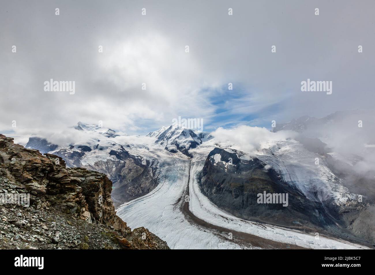 Aerial view of the Alps mountains in Switzerland. Glacier Stock Photo ...