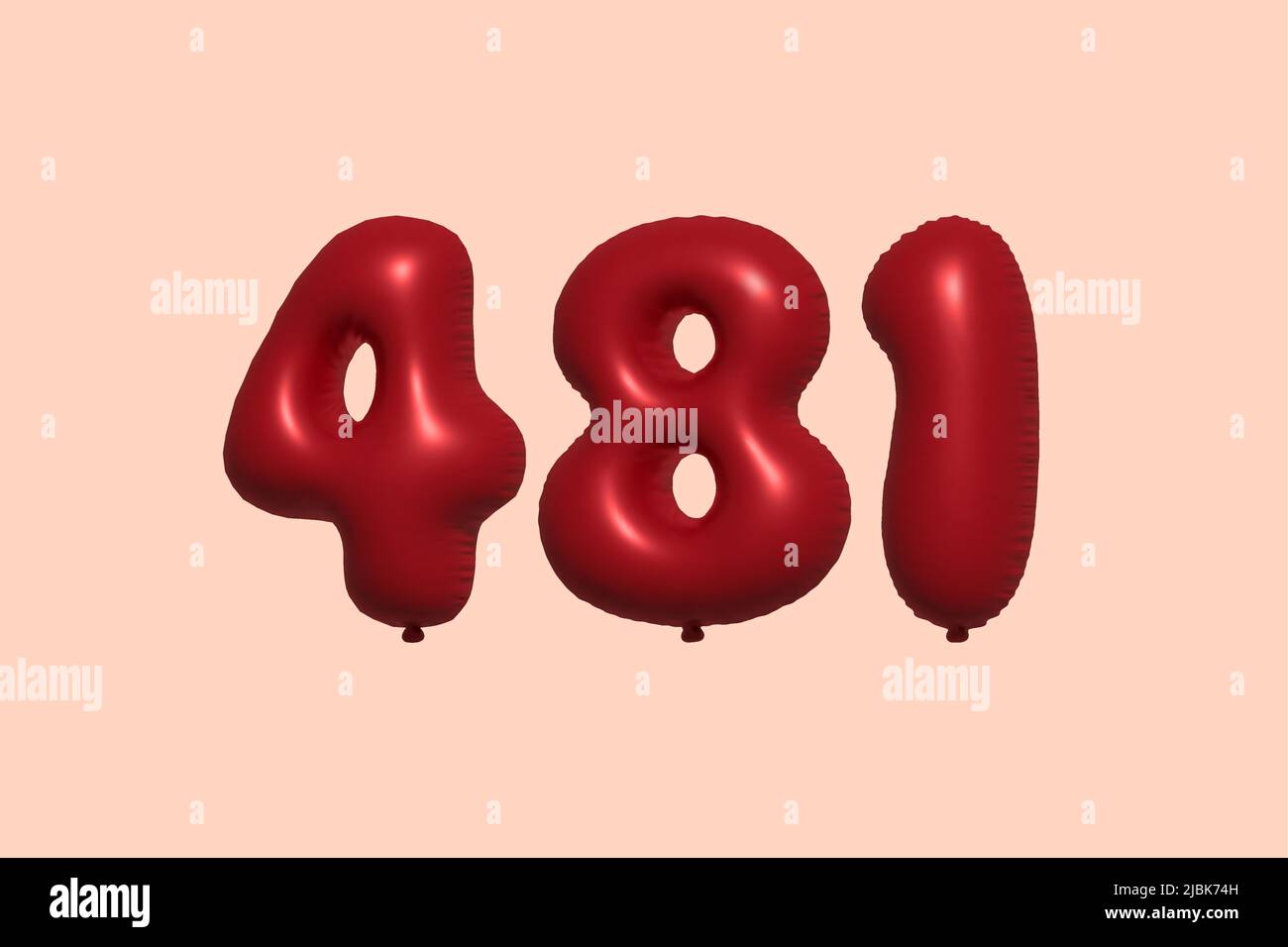 481 3d number balloon made of realistic metallic air balloon 3d rendering. 3D Red helium balloons for sale decoration Party Birthday, Celebrate anniversary, Wedding Holiday. Vector illustration Stock Vector