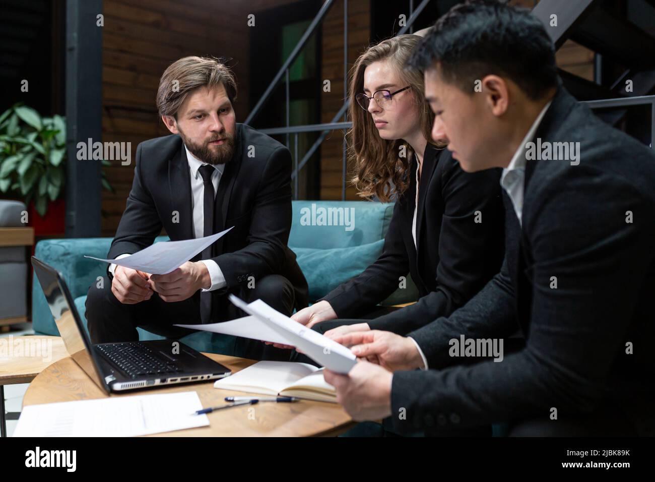 Multinational business people group brainstorm at office meeting ...
