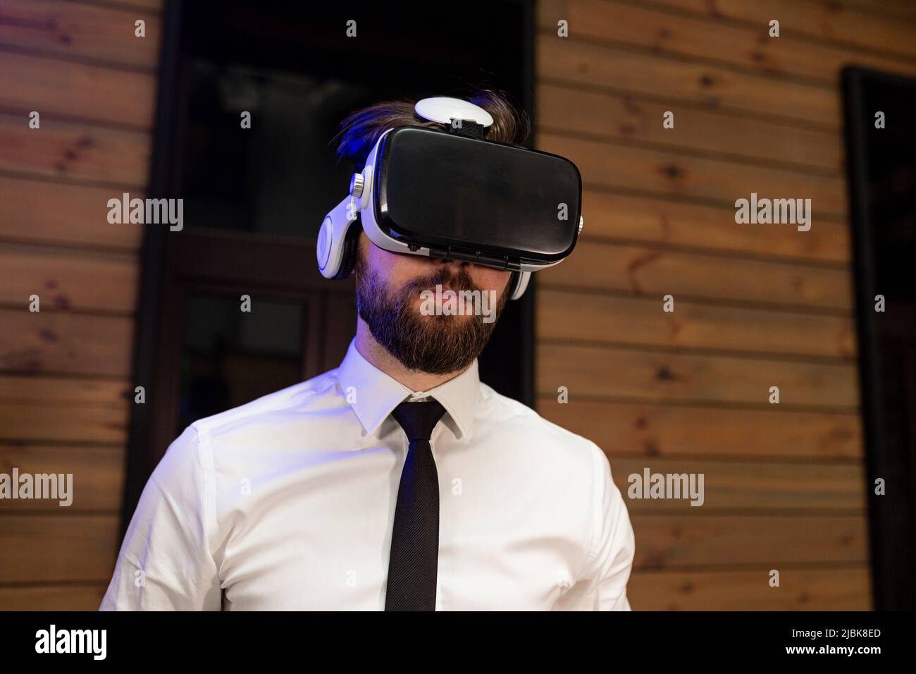 Vr Prom A man office manager in formal clothing wearing virtual reality vr ...