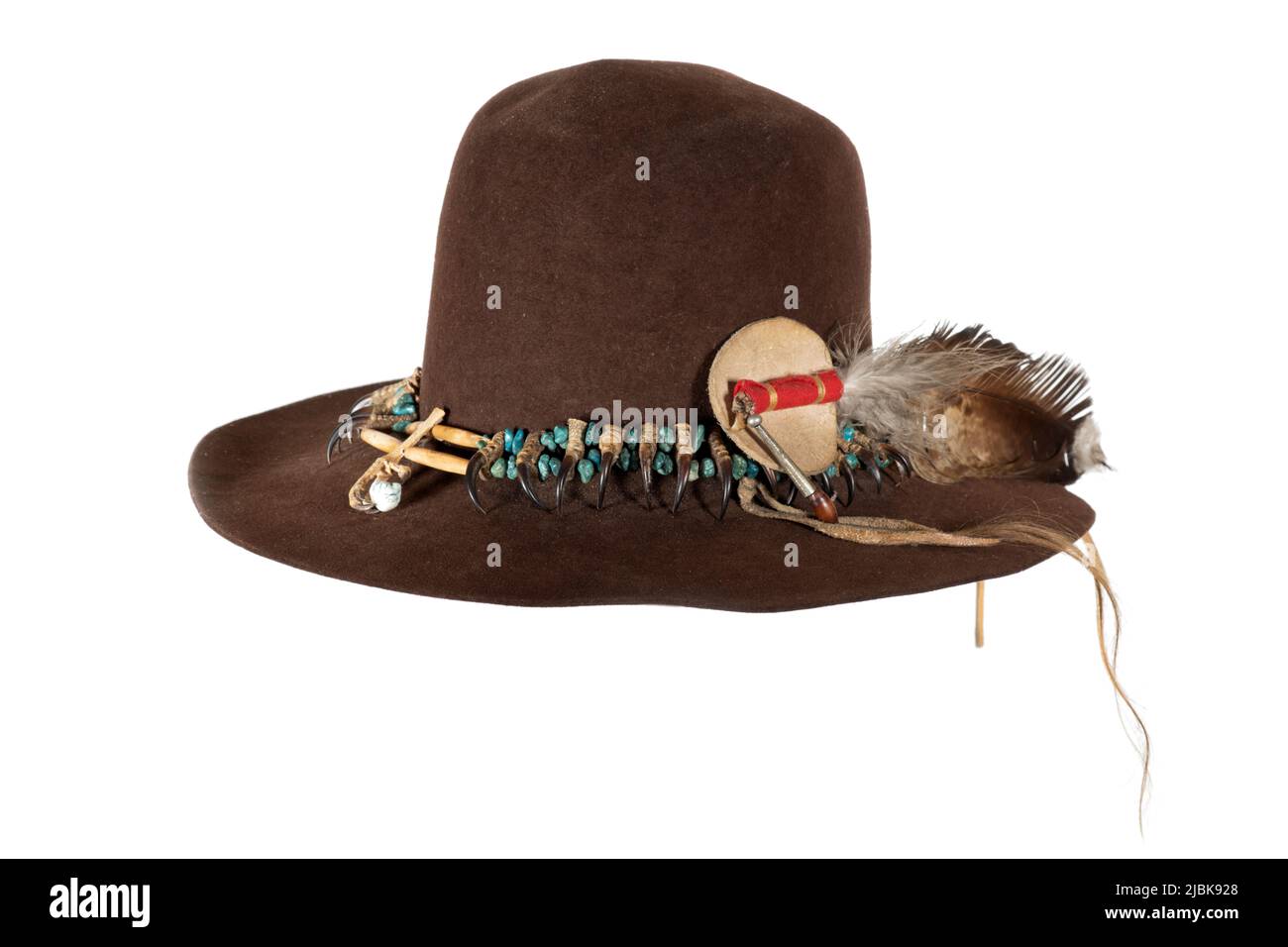 Old Native American hat with hat band made of raptor claws and