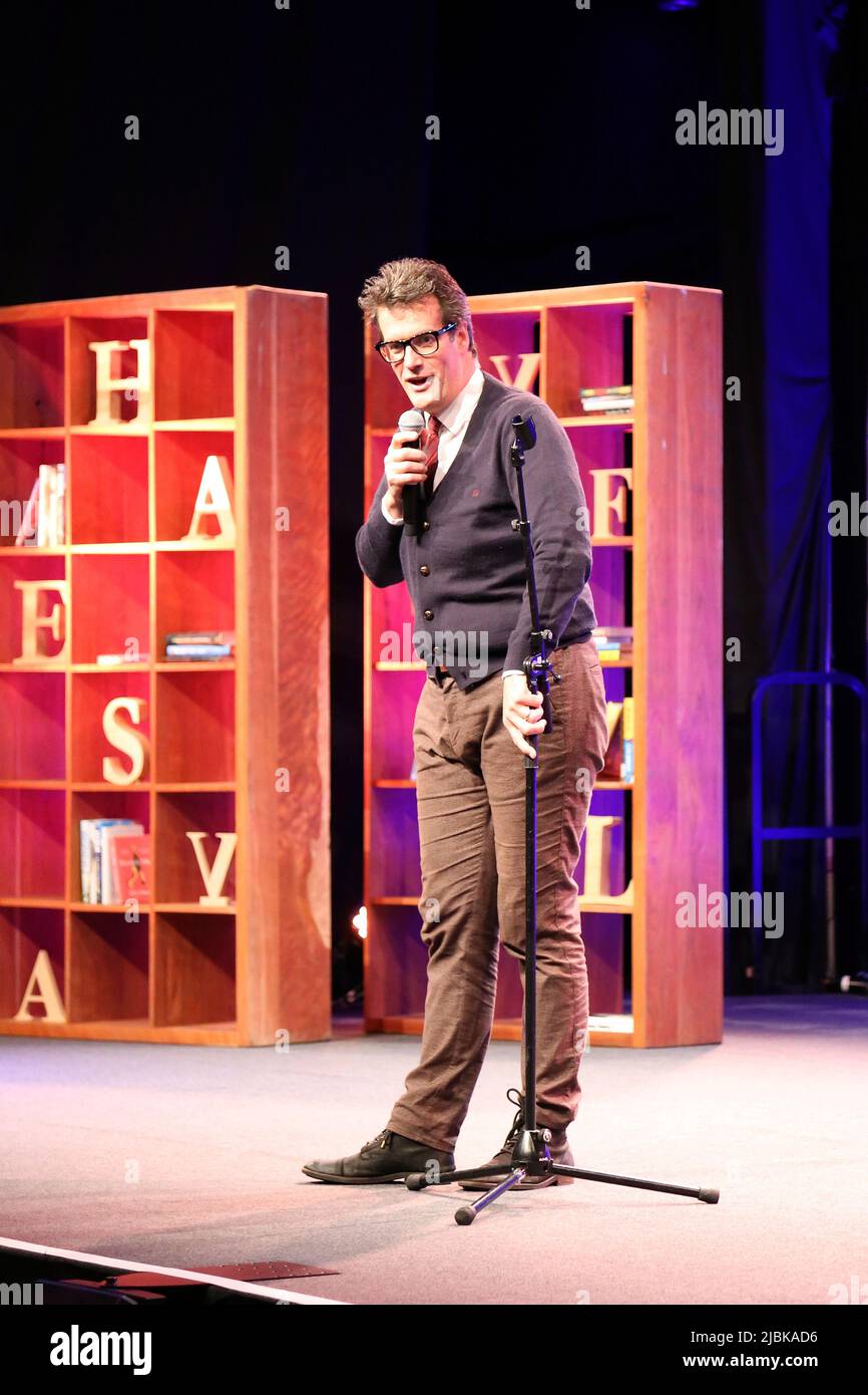 Comedian Marcus Brigstocke, Hay Festival 2022, Hay-on-Wye, Brecknockshire, Powys, Wales, Great Britain, United Kingdom, UK, Europe Stock Photo