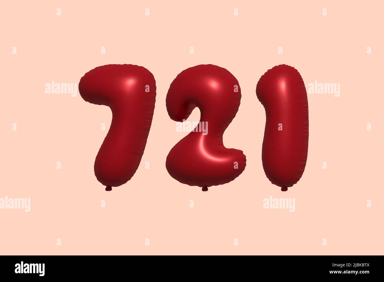 721 3d number balloon made of realistic metallic air balloon 3d rendering. 3D Red helium balloons for sale decoration Party Birthday, Celebrate anniversary, Wedding Holiday. Vector illustration Stock Vector