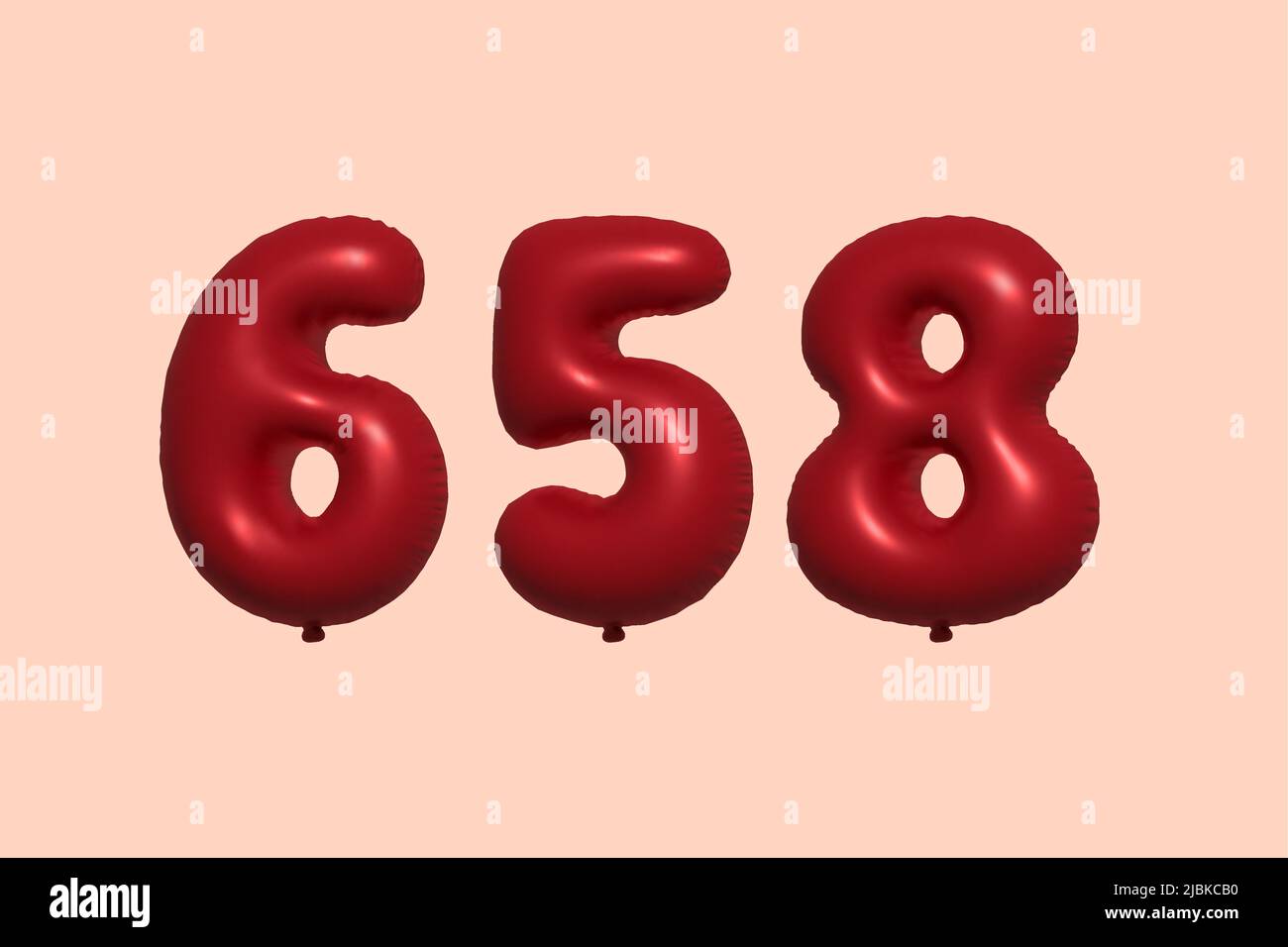 658 3d number balloon made of realistic metallic air balloon 3d rendering. 3D Red helium balloons for sale decoration Party Birthday, Celebrate anniversary, Wedding Holiday. Vector illustration Stock Vector