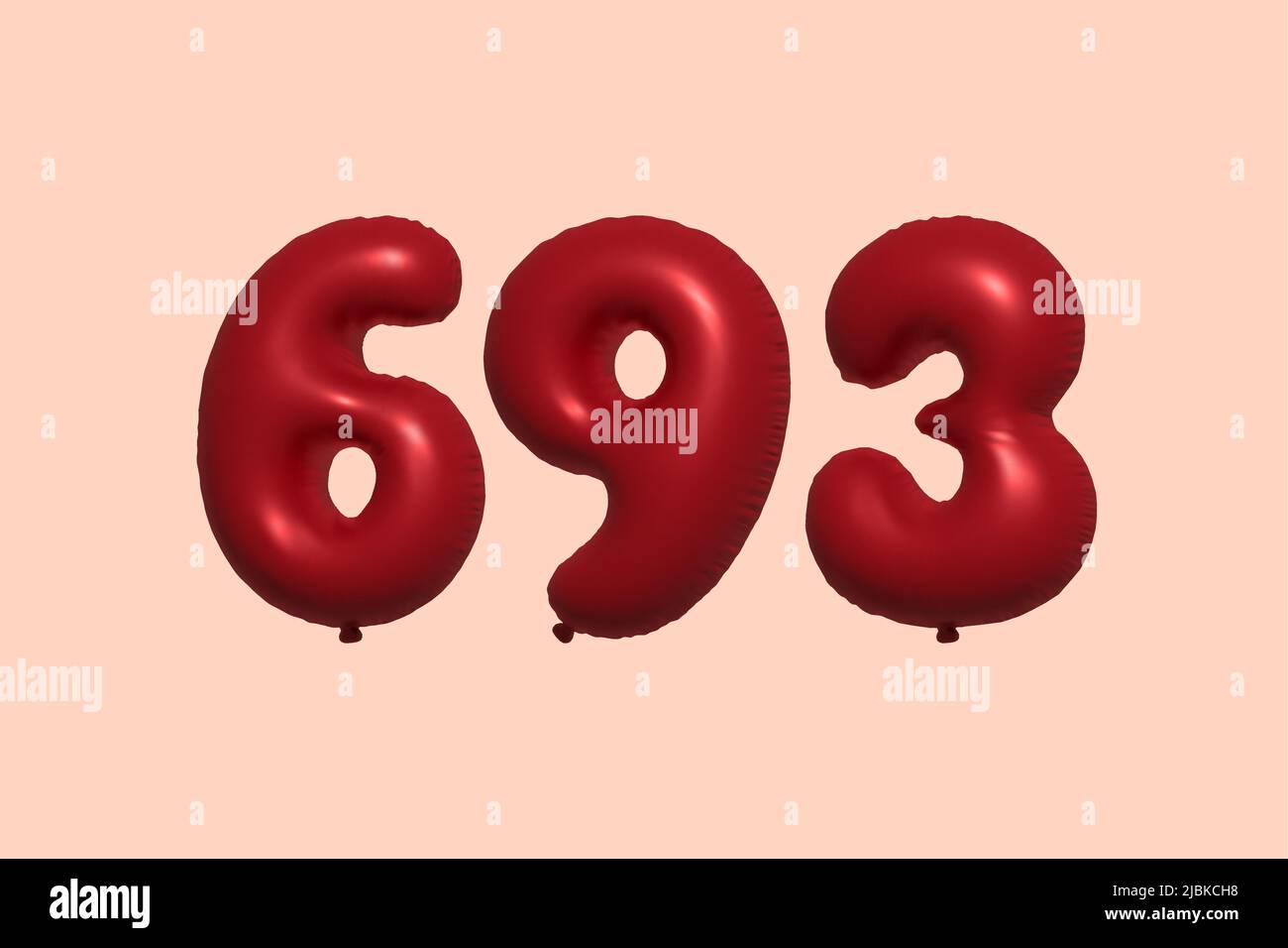 693 3d number balloon made of realistic metallic air balloon 3d rendering. 3D Red helium balloons for sale decoration Party Birthday, Celebrate anniversary, Wedding Holiday. Vector illustration Stock Vector