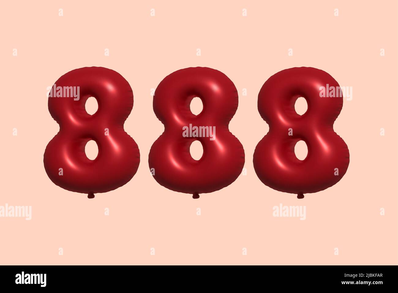 888 3d number balloon made of realistic metallic air balloon 3d rendering. 3D Red helium balloons for sale decoration Party Birthday, Celebrate anniversary, Wedding Holiday. Vector illustration Stock Vector