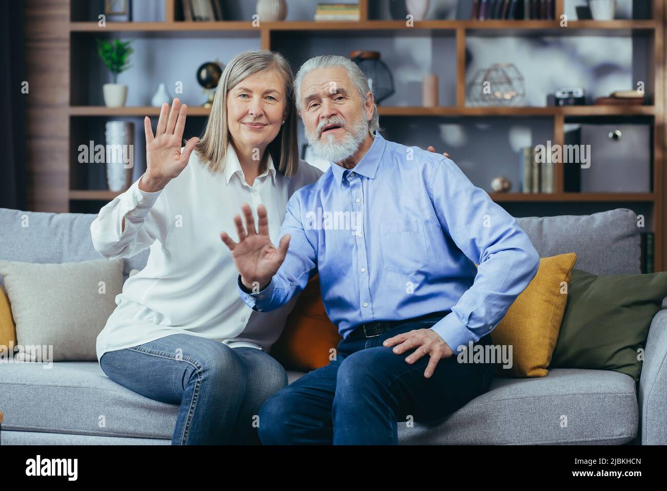 Elderly couple on webcam