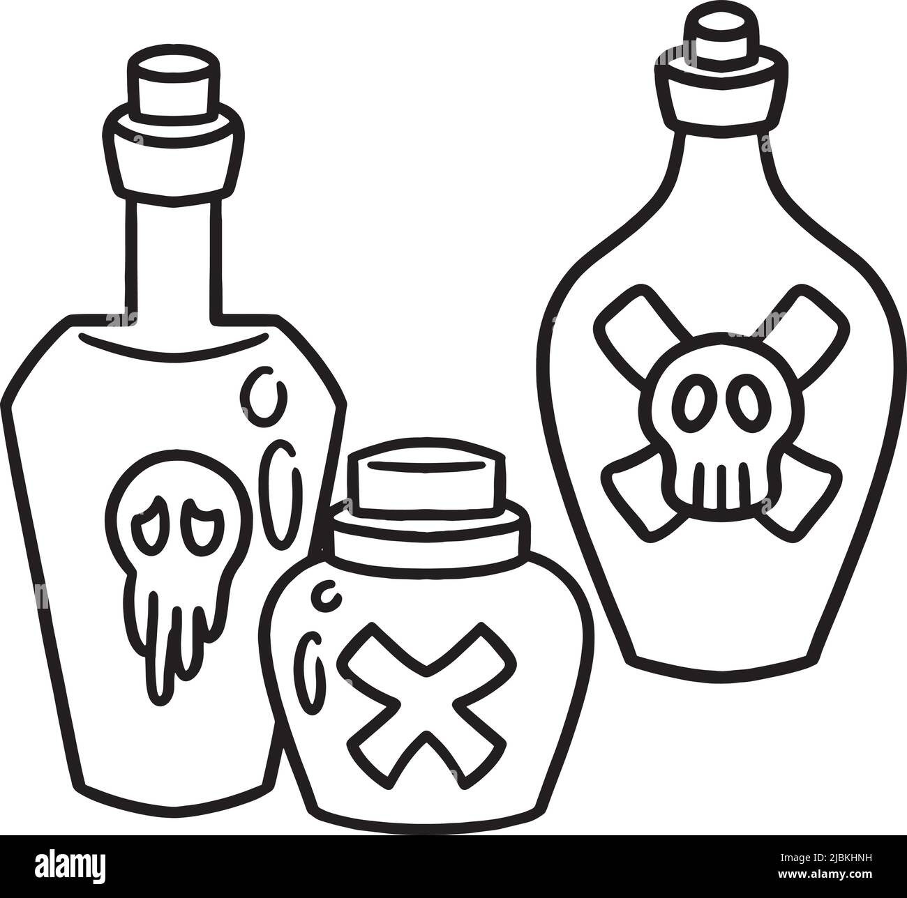 Poison Bottle Halloween Isolated Coloring Page  Stock Vector