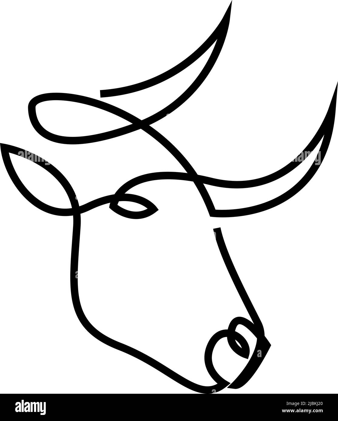 Continuous line drawing of bull or cow head. Vector illustration Stock