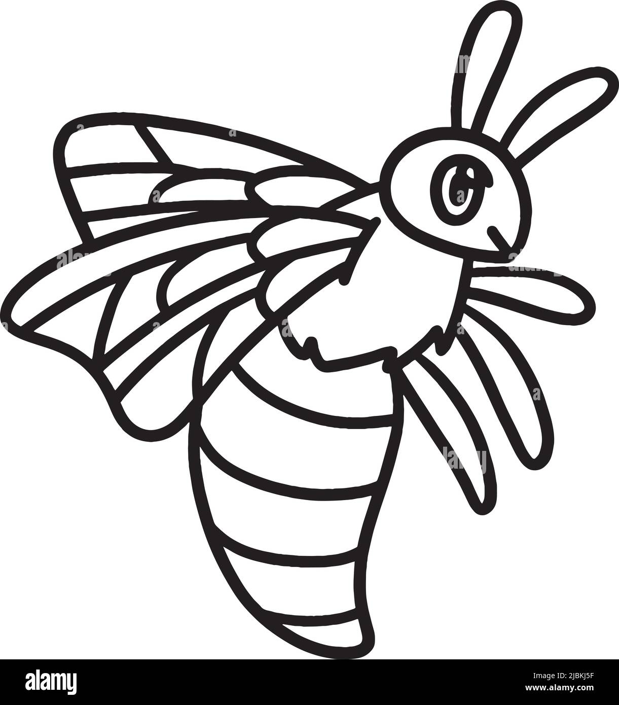 Bee Coloring Page Isolated for Kids Stock Vector