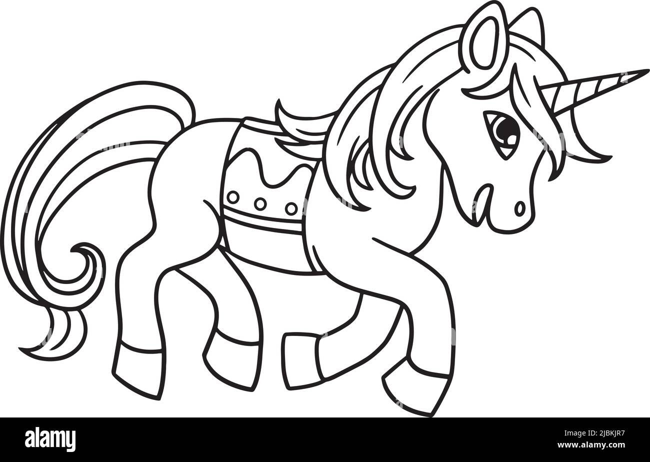 Walking Unicorn Isolated Coloring Page for Kids Stock Vector