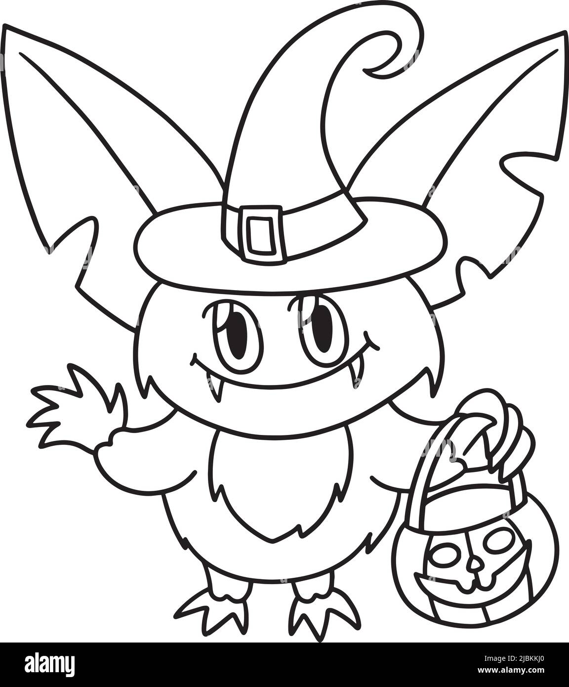 Vampire Owl Halloween Isolated Coloring Page  Stock Vector