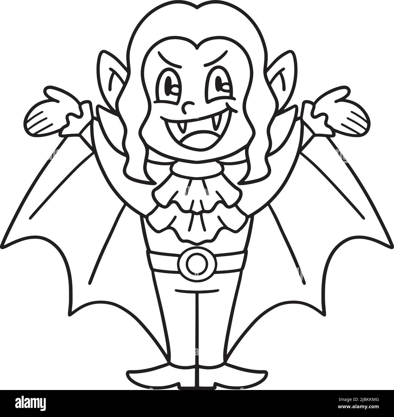 Girl Vampire Halloween Isolated Coloring Page Stock Vector Image & Art ...