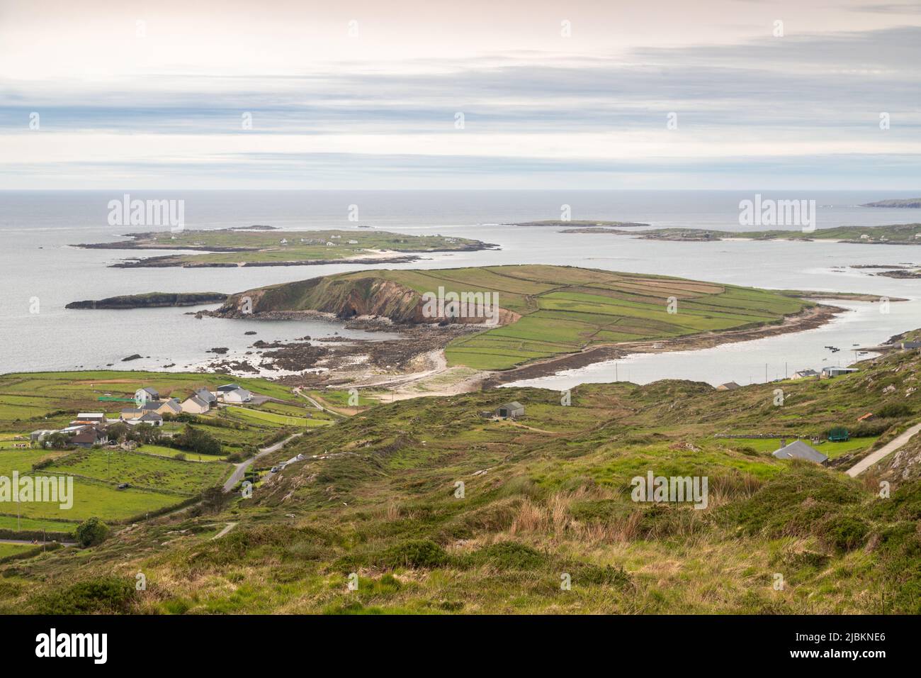 View of the Atlantic west coast of Ireland at Sky Road, County Galway Stock Photo