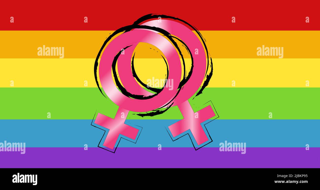 Image of female symbols on colourful background Stock Photo