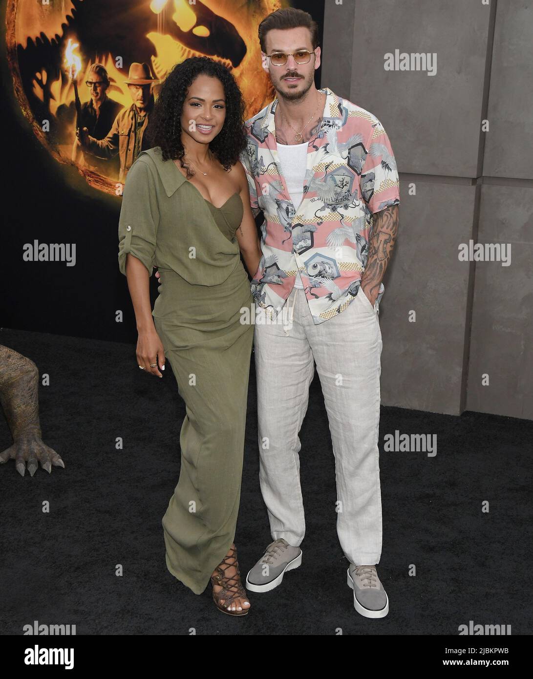 Los Angeles, USA. 06th June, 2022. (L-R) Christina Milian and Matt Pokora at the Universal Pictures' JURASSIC WORLD DOMINION Premiere held at the TCL Chinese Theater on Monday, ?June 6, 2022. (Photo By Sthanlee B. Mirador/Sipa USA) Credit: Sipa USA/Alamy Live News Stock Photo