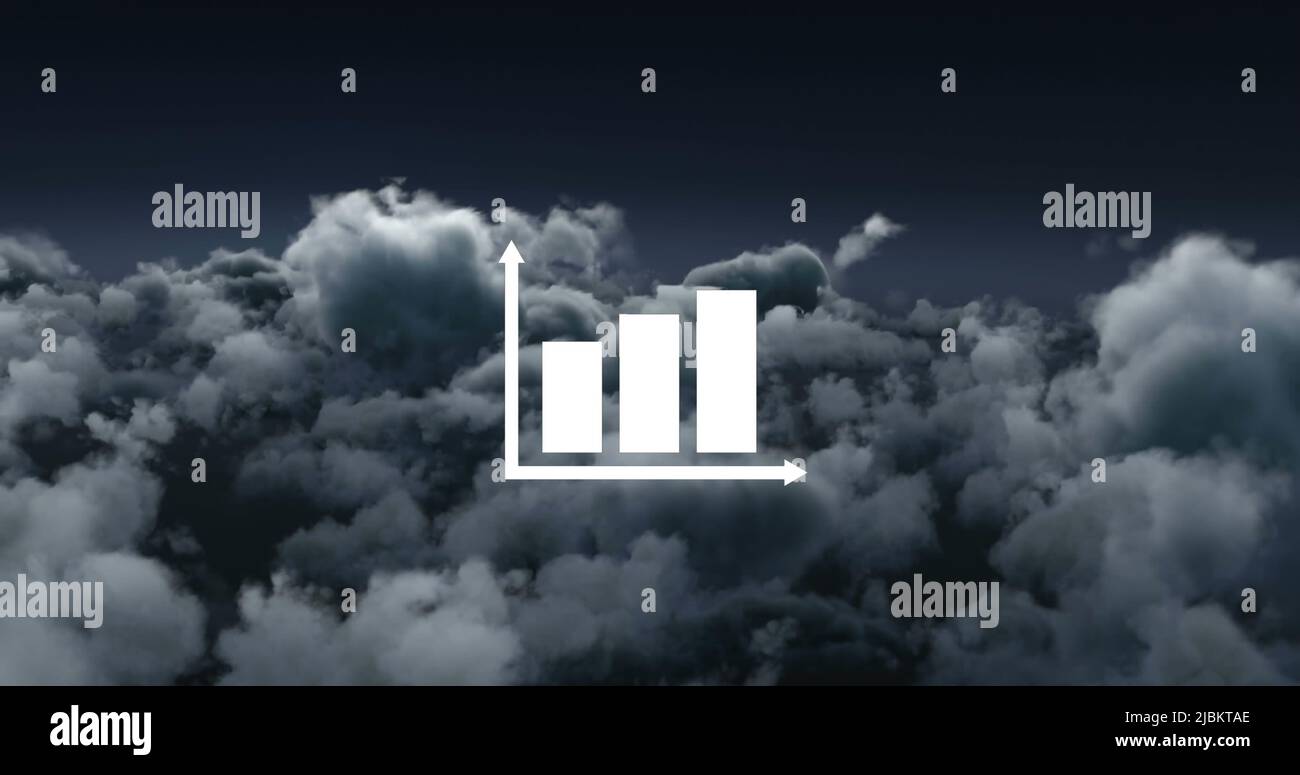 Image of statistic processing over clouds Stock Photo