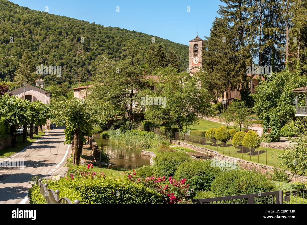 Small italian village of Ganna in the municipality of Valganna, province of Varese, Lombardy, Italy Stock Photo